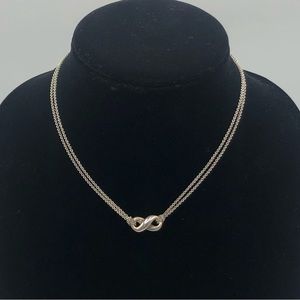 Vintage TIFFANY & CO. Sterling Silver 925 Double Strand Infinity Necklace 15.5”